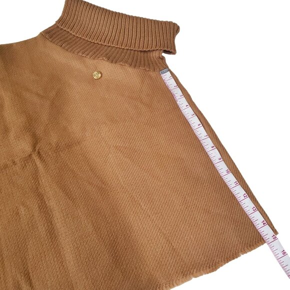 Anne Klein Camel Woven Poncho With Turtleneck Fringe Detail women new one size - Picture 6 of 8